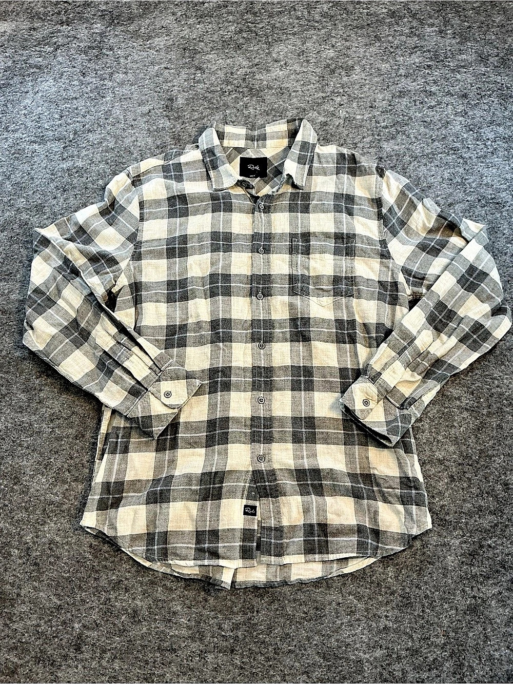 Rails Hunter Plaid Button-Up Shirt Gray & Cream Large